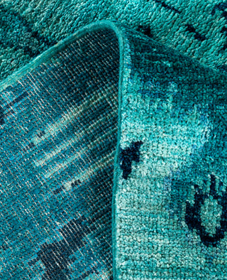 Overdyed Hand-Knotted Wool Modern-Contemporary Green Area Rug 3' 10" x 4' 3"