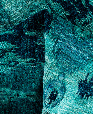 Overdyed Hand-Knotted Wool Modern-Contemporary Green Area Rug 3' 10" x 4' 3"