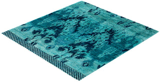 Overdyed Hand-Knotted Wool Modern-Contemporary Green Area Rug 3' 10" x 4' 3"