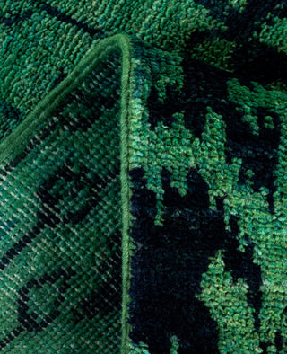 Contemporary Overdyed Wool Hand Knotted Green Runner 2' 5" x 10' 4"