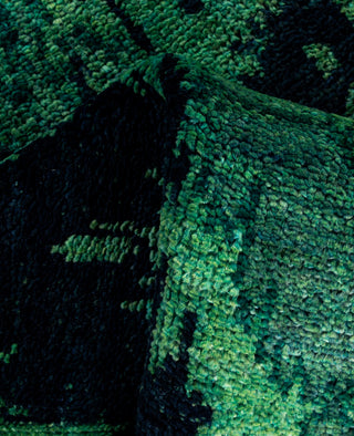 Contemporary Overdyed Wool Hand Knotted Green Runner 2' 5" x 10' 4"