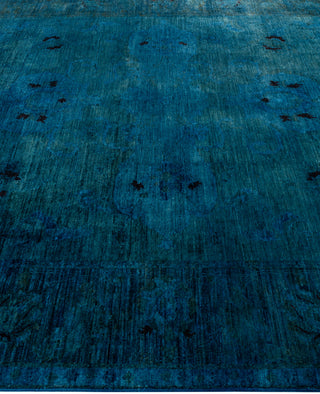 Contemporary Overdyed Wool Hand Knotted Blue Area Rug 7' 10" x 9' 9"