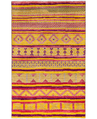 Overdyed Hand-Knotted Wool Modern-Contemporary Multi Area Rug 5' 2" x 8' 2"