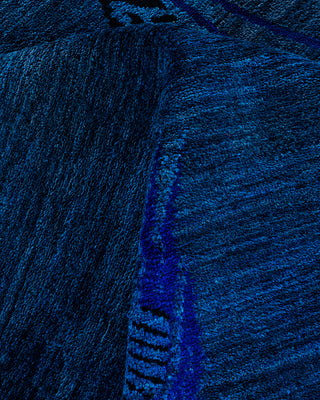 Overdyed Hand-Knotted Blue Area Rug 6' 1" x 9' 3"