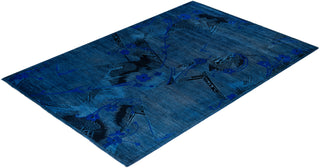 Overdyed Hand-Knotted Blue Area Rug 6' 1" x 9' 3"