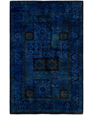 Overdyed One-of-a-Kind Wool Blue Area Rug 4' 10" x 7' 7"