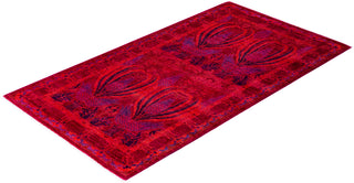 Overdyed Hand-Knotted Wool Modern-Contemporary Pink Area Rug 2' 10" x 5' 5"