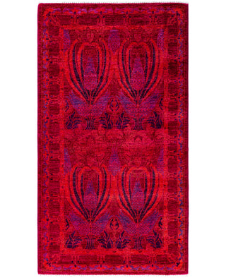 Overdyed Hand-Knotted Wool Modern-Contemporary Pink Area Rug 2' 10" x 5' 5"
