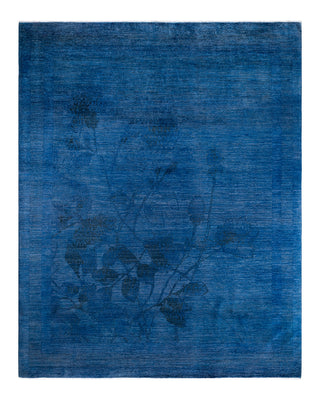 Contemporary Overyed Wool Hand Knotted Blue Area Rug 7' 10" x 9' 9"