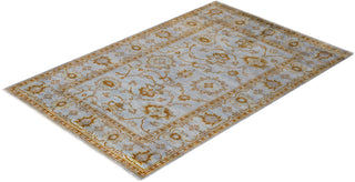 Modern Overdyed Hand Knotted Wool Blue Area Rug 4' 7" x 6' 10"