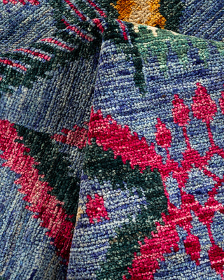 Modern - Contemporary Hand-Knotted Blue Runner 4' 0" x 10' 3"