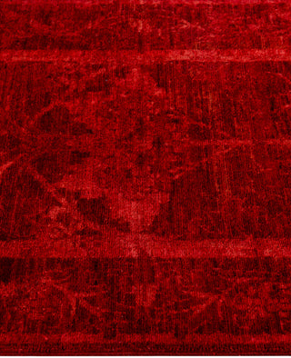 Contemporary Overdyed Wool Hand Knotted Red Runner 2' 6" x 9' 8"