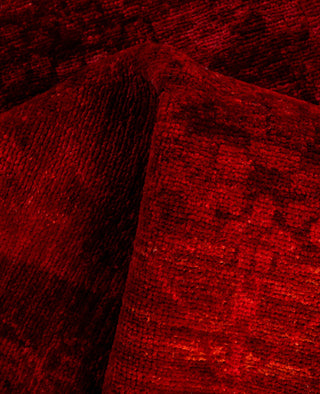 Contemporary Overdyed Wool Hand Knotted Red Runner 2' 6" x 9' 8"
