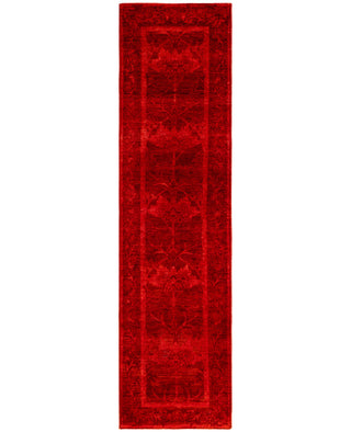 Contemporary Overdyed Wool Hand Knotted Red Runner 2' 6" x 9' 8"