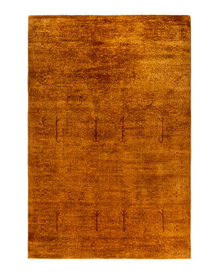 Contemporary Overyed Wool Hand Knotted Gold Area Rug 6' 0" x 8' 8"
