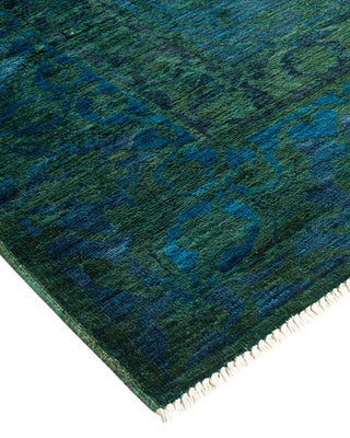 Modern Overdyed Hand Knotted Wool Green Area Rug 6' 1" x 9' 8"