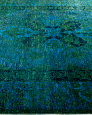 Modern Overdyed Hand Knotted Wool Green Area Rug 6' 1" x 9' 8"