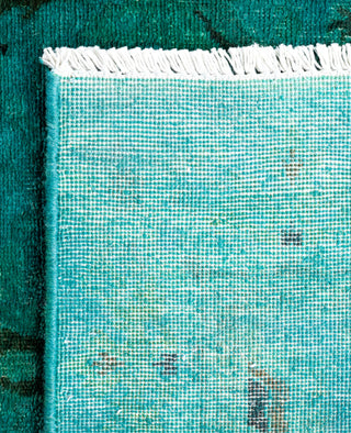 Contemporary Overdyed Wool Hand Knotted Green Runner 2' 7" x 16' 5"
