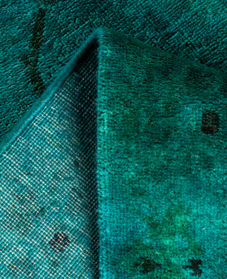 Contemporary Overdyed Wool Hand Knotted Green Runner 2' 7" x 16' 5"