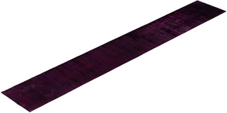 Contemporary Overdyed Wool Hand Knotted Purple Runner 2' 5" x 16' 4"