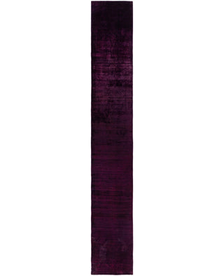 Contemporary Overdyed Wool Hand Knotted Purple Runner 2' 5" x 16' 4"