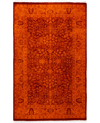 Contemporary Overdyed Wool Hand Knotted Orange Area Rug 3' 2" x 4' 10"