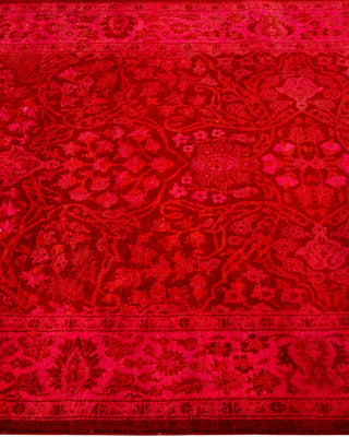 Modern Overdyed Hand Knotted Wool Pink Runner 3' 1" x 25' 1"