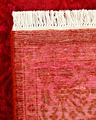 Modern Overdyed Hand Knotted Wool Pink Runner 3' 1" x 25' 1"