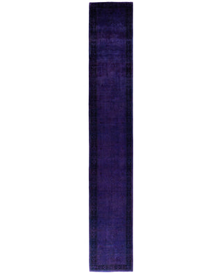 Contemporary Overdyed Wool Hand Knotted Purple Runner 2' 9" x 17' 8"