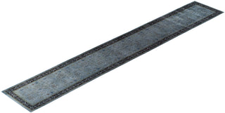Contemporary Overdyed Wool Hand Knotted Black Runner 2' 6" x 16' 4"