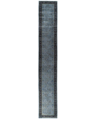Contemporary Overdyed Wool Hand Knotted Black Runner 2' 6" x 16' 4"