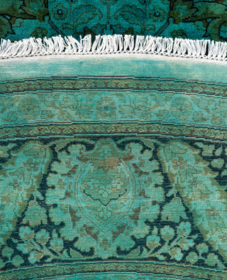 Contemporary Overdyed Wool Hand Knotted Green Round Area Rug 9' 1" x 9' 1"