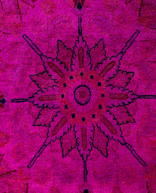 Contemporary Overdyed Wool Hand Knotted Pink Round Area Rug 8' 1" x 8' 1"