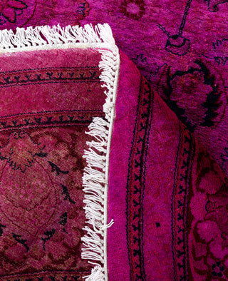 Contemporary Overdyed Wool Hand Knotted Pink Round Area Rug 8' 1" x 8' 1"