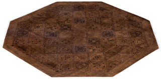 Overdyed One-of-a-Kind Wool Brown Octagon Area Rug 8' 1" x 8' 1"