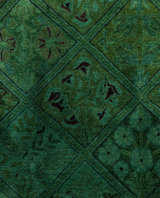 Overdyed Hand-Knotted Wool Modern-Contemporary Green Area Rug 5' 1" x 5' 1"
