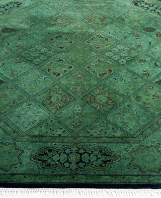 Overdyed Hand-Knotted Wool Modern-Contemporary Green Area Rug 5' 1" x 5' 1"