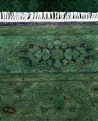 Overdyed Hand-Knotted Wool Modern-Contemporary Green Area Rug 5' 1" x 5' 1"