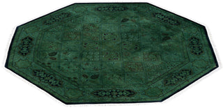 Overdyed Hand-Knotted Wool Modern-Contemporary Green Area Rug 5' 1" x 5' 1"