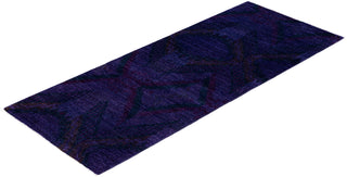 Contemporary Overdyed Wool Hand Knotted Purple Runner 2' 6" x 6' 4"