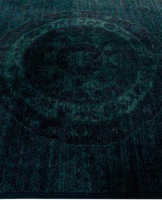 Contemporary Overdyed Wool Hand Knotted Green Area Rug 6' 2" x 8' 10"