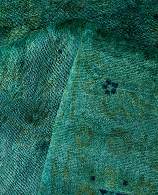Contemporary Overdyed Wool Hand Knotted Green Area Rug 3' 10" x 5' 10"