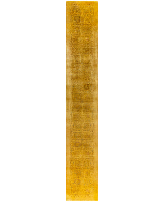 Contemporary Overdyed Wool Hand Knotted Yellow Runner 2' 6" x 16' 2"