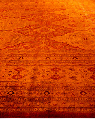 Overdyed Hand-Knotted Orange Area Rug 12' 3" x 14' 3"