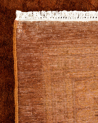 Contemporary Hand-Knotted Overdyed Brown Area Rug 10' 3" x 13' 9"