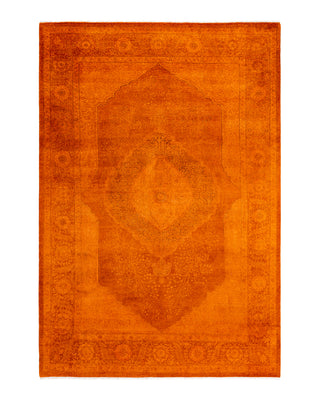 Contemporary Overyed Wool Hand Knotted Orange Area Rug 5' 3" x 7' 9"