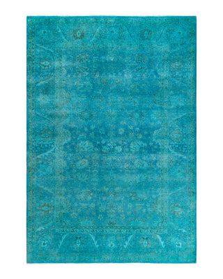 Contemporary Overyed Wool Hand Knotted Blue Area Rug 5' 4" x 7' 7"