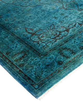 Modern Overdyed Hand Knotted Wool Blue Area Rug 4' 2" x 6' 1"