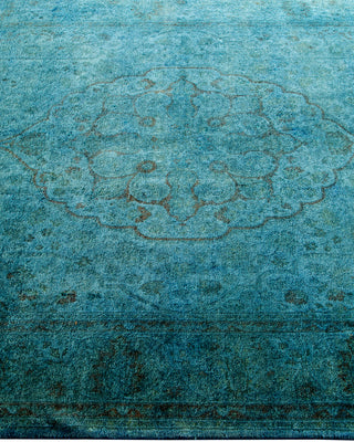 Modern Overdyed Hand Knotted Wool Blue Area Rug 4' 2" x 6' 1"