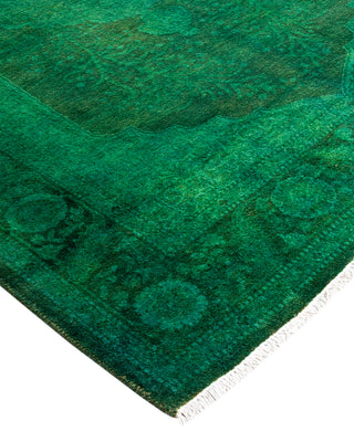 Contemporary Overyed Wool Hand Knotted Green Area Rug 3' 1" x 5' 3"